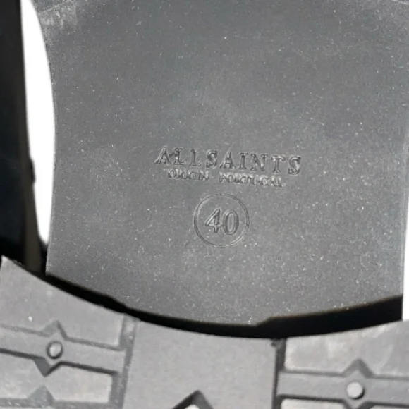 All Saints Black Leather Franka Lug Sole Combat Boots Sz 10/40 - Picture 6 of 6